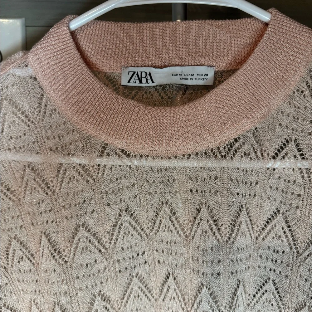 Zara Pink Lace Knit Women's Top